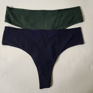 Skims Soft Smoothing Seamless Thong 3X Set Of 2 Blue And Green NWOT